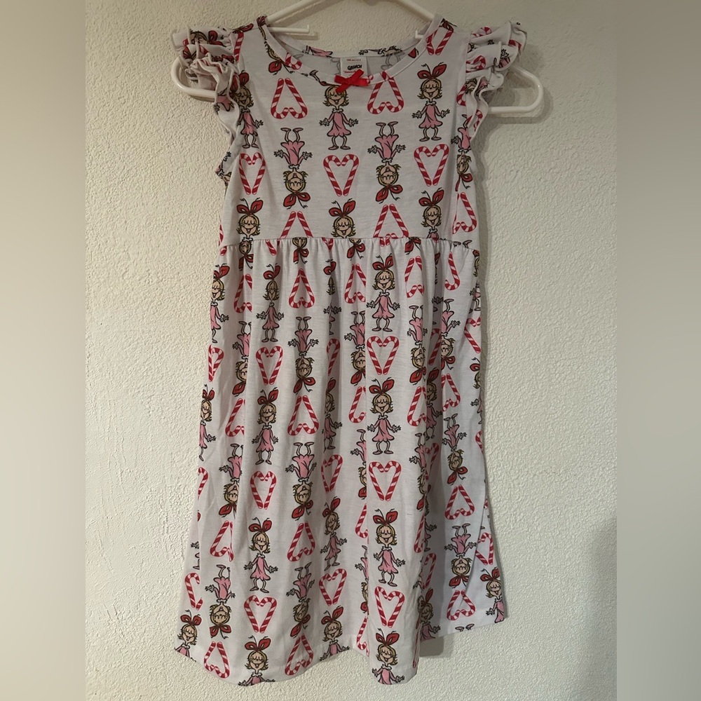 Hanna Andersson Cindy Lou Who Nightgown Girl Grinch Candy Cane Size 8